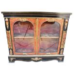 19TH CENTURY FRENCH BOULLE EBONISED AND ORMOLU MOUNTED PIER CABINET, the ebonised and gilt banded