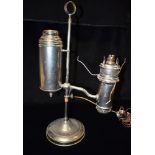 AN EDWARDIAN CHROME PLATED ADJUSTABLE STUDENTS LAMP 54cm high overall Condition Report : chrome a