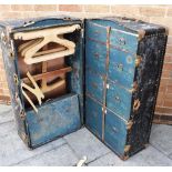VINTAGE TRUNK/TRAVELLING WARDROBE, with four graduating drawers, hangers and a rail, 61cm x 103cm