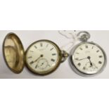 A SILVER FULL HUNTER POCKET WATCH by Slater and Dale of London, white enamelled dial, key-wind fusee