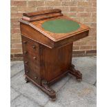 19TH CENTURY MAHOGANY DAVENPORT with an oval leather insert, 84cm x 54cm x 54cm