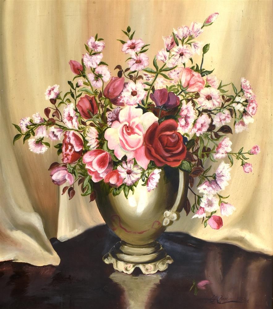20TH CENTURY SCHOOL Still life of flowers Oil on board Indistinctly signed lower right 50cm x - Image 6 of 6
