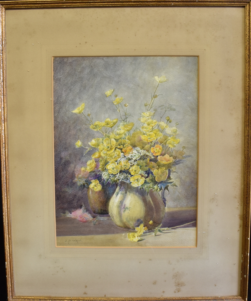 JOHN PORTER WALE (1860 - 1920) 'Buttercups' Watercolour Signed J P Wale lower left, labelled verso - Image 2 of 3