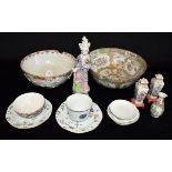 A MIXED COLLECTION OF CHINESE CERAMICS including Canton punch bowl 26cm diameter; another with