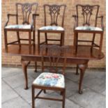 20TH CENTURY MAHOGANY DINING TABLE 75cm x 108cm x 160cm together with four (2+2) dining chairs