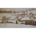 RACHEL ANN LE BAS, N.E.A.C., R.E. (ENGLISH, 1923-2020) 'Winter on Exmoor', etching, limited