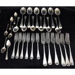 A PART SET OF VICTORAIN SILVER FLATWARE Comprising 6 table spoons, 6 dessert spoons, 6 dessert