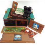 ASSORTED MAGIC LANTERN SLIDES hand-painted and other, including strip and pivot examples (all as
