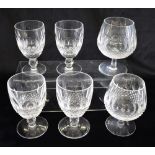 WATERFORD CRYSTAL 'COLLEEN' PATTERN GLASSES, comprising a pair of brandy balloons 13cm high, pair of