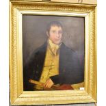 VICTORIAN SCHOOL Half length portrait of a gentleman, oil on canvas. 73.5cm x 61cm