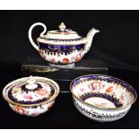 A VICTORIAN FLORAL DECORATED PART TEA SERVICE comprising teapot, slop bowl, lidded sugar bowl,