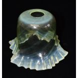 A VASELINE GLASS SHADE with frilled rim, 11cm high, 15cm wide, 27mm collar Condition Report : good