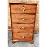 20TH CENTURY OAK BOWFRONTED CHEST OF FOUR DRAWERS of small proportion and raised on bracket feet,