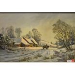 DON VAUGHAN (BRITISH 1916-2005) Wintry Landscape Scene Oil on canvas Signed lower left 40cm x 60cm