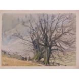 A.E. SNOW (20TH CENTURY) Winter Trees, pen and ink and watercolour, signed lower left, 24.25cm x