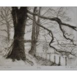 RACHEL ANN LE BAS, N.E.A.C., R.E. (ENGLISH, 1923-2020) 'Winter Trees', etching, limited edition 18/