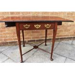 19TH CENTURY MAHOGANY SIDE TABLE with drop ends and single frieze drawer raised on tapering legs