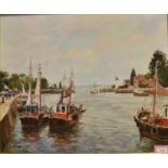 CLAUDE JOUNET (FRENCH, 20TH CENTURY) 'Honfleur - Bateaux de Peche a la Sortie du Port/Fishing