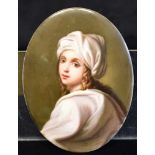 AN OVAL KPM BERLIN PORCELAIN PLAQUE painted with a portrait of Beatrice Cenci, 14.5cm x 11cm,