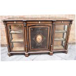 VICTORIAN EBONISED SIDEBOARD, with the central section having a painted oval section of two young