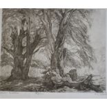 RACHEL ANN LE BAS, N.E.A.C., R.E. (ENGLISH, 1923-2020) 'Rabbits Among the Hens', etching, limited