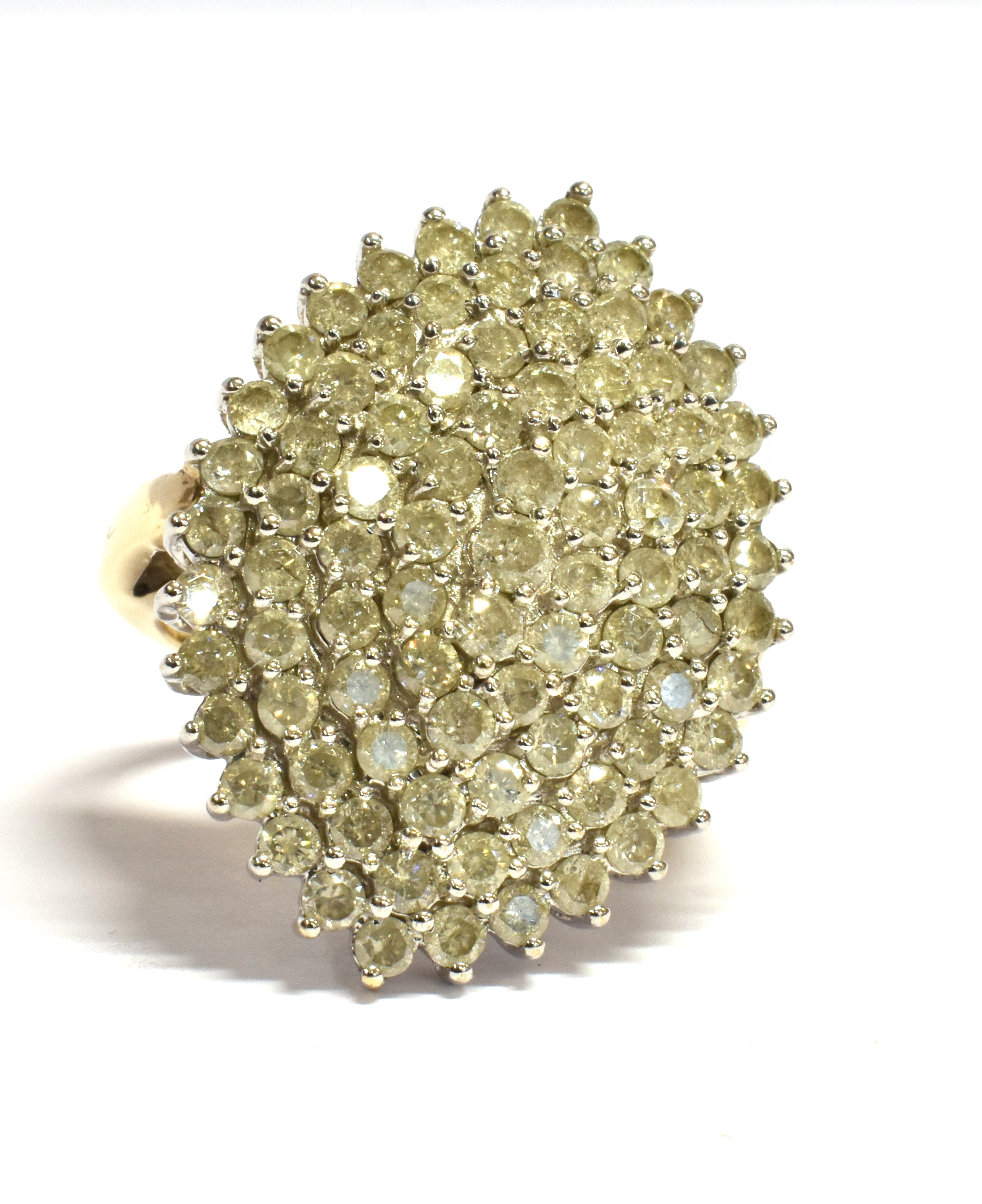 AN OVAL DIAMOND CLUSTER RING 9ct gold ring with small round brilliant cut diamonds with a total - Image 2 of 4