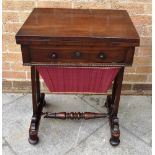 19TH CENTURY SEWING BOX the top with a swivel action above a single fitted drawer, 73cm x