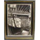 A. ARNELL (BRITISH, 20TH CENTURY) Three Exeter Maritime Museum Studies, charcoal, two signed, 92cm x