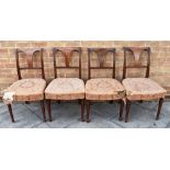 SET OF FOUR VICTORIAN SALON CHAIRS, together with a pot cupboard, and a circular tilt top table (3)