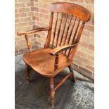 AN ELM & BEECH WINDSOR ARMCHAIR 98cm high.