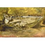 MAX SYMONS (BRITISH, 20TH CENTURY) Derelict Boat, Oil on board Signed and dated '[19]59' lower right