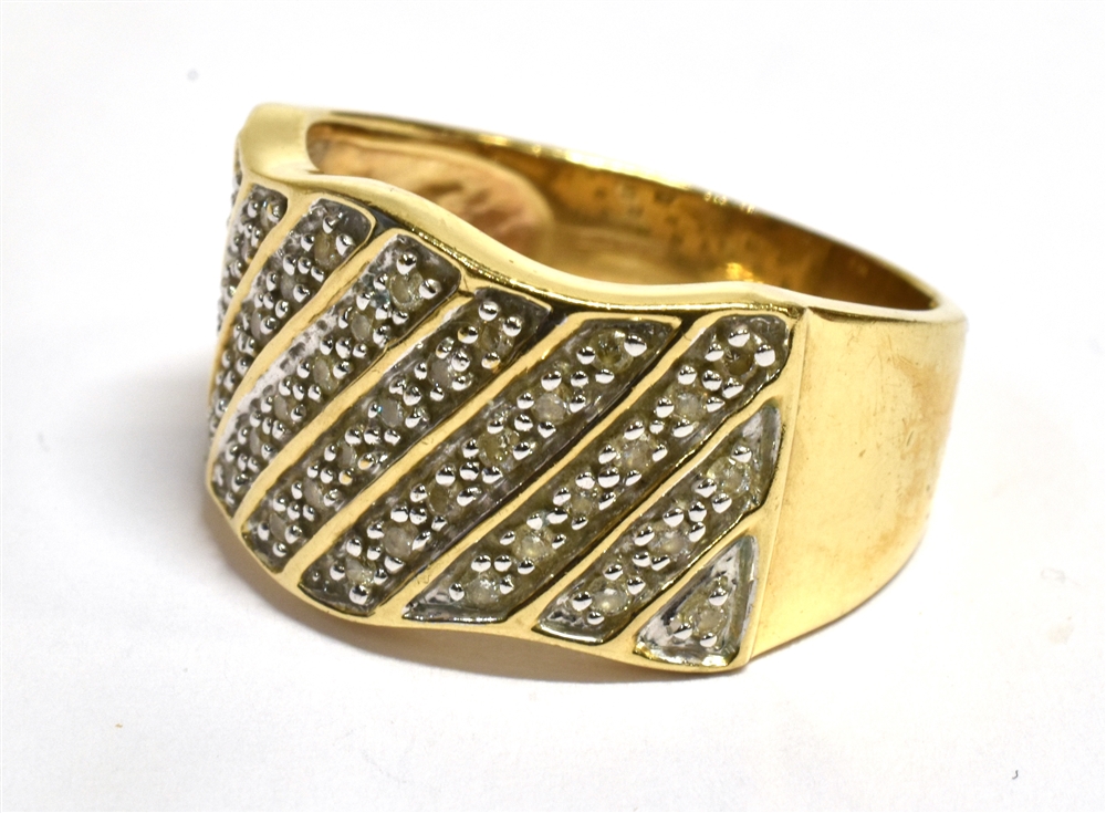 A DIMAOND SET 9ct YELLOW GOLD DRESS RING size P 1/2 approx 6.0