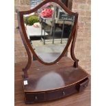 MAHOGANY HEART SHAPED TOILET MIRROR, with a base of a central long and flanked by two short