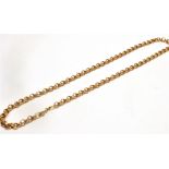 A 9CT GOLD BELCHER LINK CHAIN the round belcher link to a bolt ring fastener, 18 inches long,