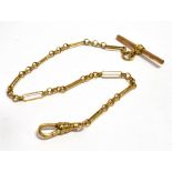 A MODERN 9CT GOLD BRACELET the Figaro link bracelet to a T bar and toggle fastener, 20cm long,