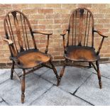 PAIR OF ERCOL STYLE WINDSOR ARMCHAIRS, 97cm high