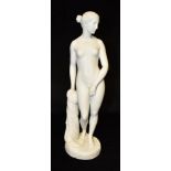 AN EARLY VICTORIAN MINTON PARIAN FIGURE standing nude beside a column, incised marks to base, 36.5cm