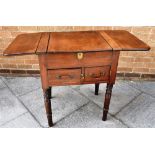 VICTORIAN MAHOGANY CUPBOARD, with a hinged top, above a drawer to the left hand side, and to the