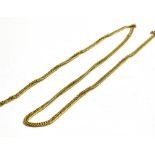 A 9CT GOLD LONG CHAIN the twisted curb link chain to a bolt ring fastener, 24 inches long,