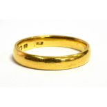 22CT GOLD PLAIN WEDDING BAND of D profile, 3.5mm wide, size Q ½, weighing approx. 4.4 grams