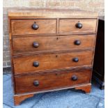 VICTORIAN CHEST OF TWO SHORT OVER THREE GRADUATING DRAWERS, raised on splayed bracket feet, 96cm x