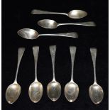 EIGHT ASSORTED SILVER TEASPOONS Weight approx. 4.1 ozt (127 grams) Condition Report : scratches,