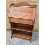 2OTH CENTURY OAK BUREAU, the fall front opening to reveal four vertical pigeon holes, flanked by two