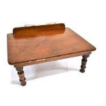 VICTORIAN MAHOGANY ADJUSTABLE TABLE TOP READING STAND, of rectangular form and bearing a makers