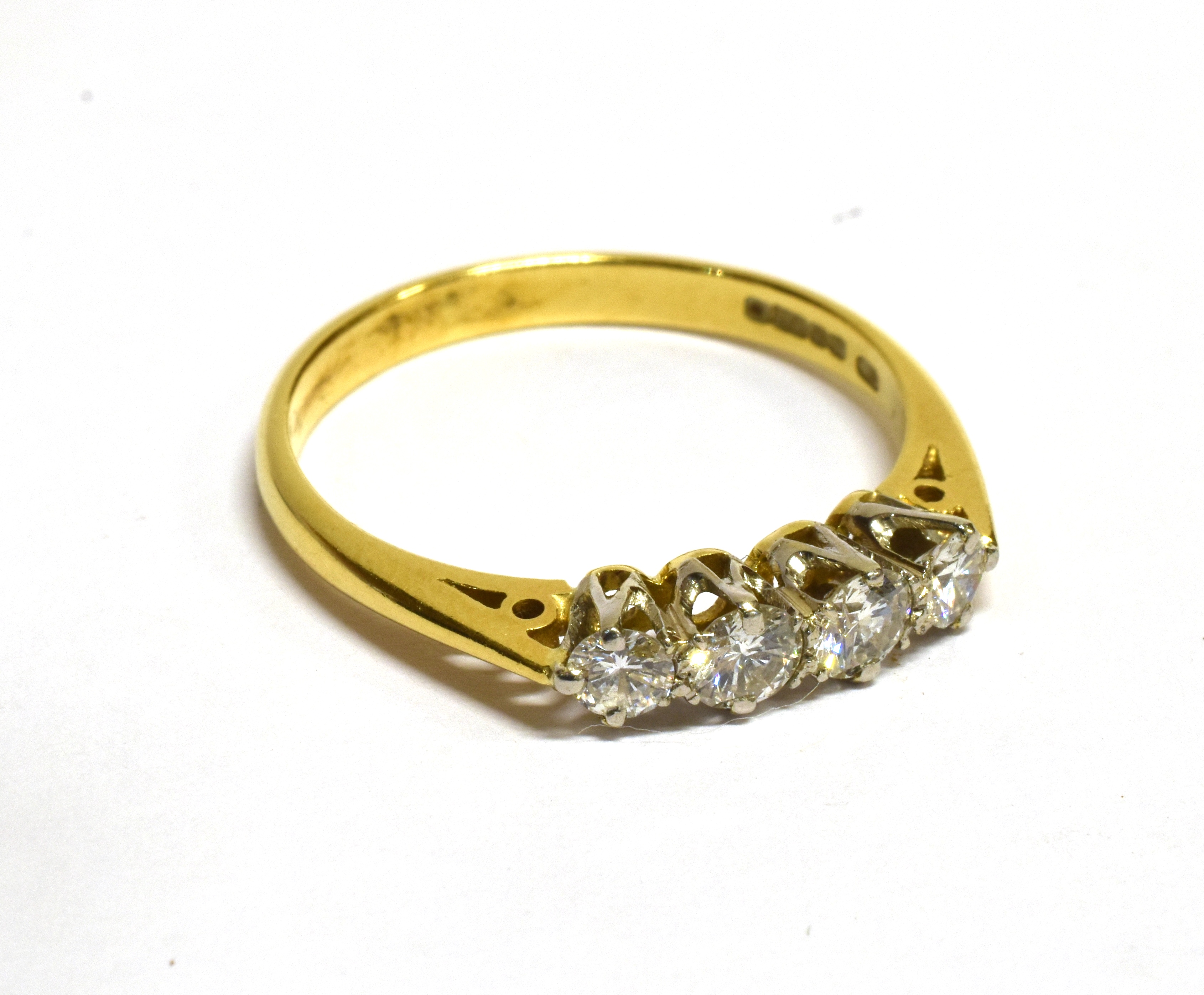 A DIAMOND FOUR STONE RING Four round brilliant cut diamonds with a total diamond weight of approx. - Image 3 of 4