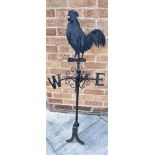 AN IRON COCKEREL WEATHERVANE 115cm high Condition Report : North and west indiscators are bent,