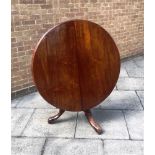 VICTORIAN MAHOGANY TILT TOP TABLE, raised on central column with tripod base, 72cm high, 101cm