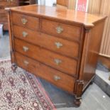 MAHOGANY CHEST OF TWO SHORT OVER THREE LONG GRADUATING DRAWERS, with columns to each side and raised