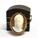 A HALLMARKED 9CT GOLD SHELL CAMEO BROOCH 3 x 2.5cm, gross weight approx. 6.4grams Condition Report :