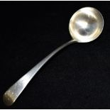 A GEORGIAN SILVER LADLE Plain Old English pattern monogrammed and block engraved initials, London